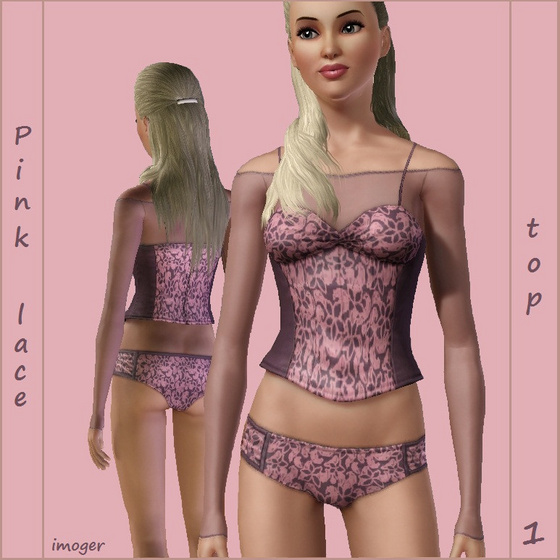 Pink lace - lingerie - set 1 - by imoger