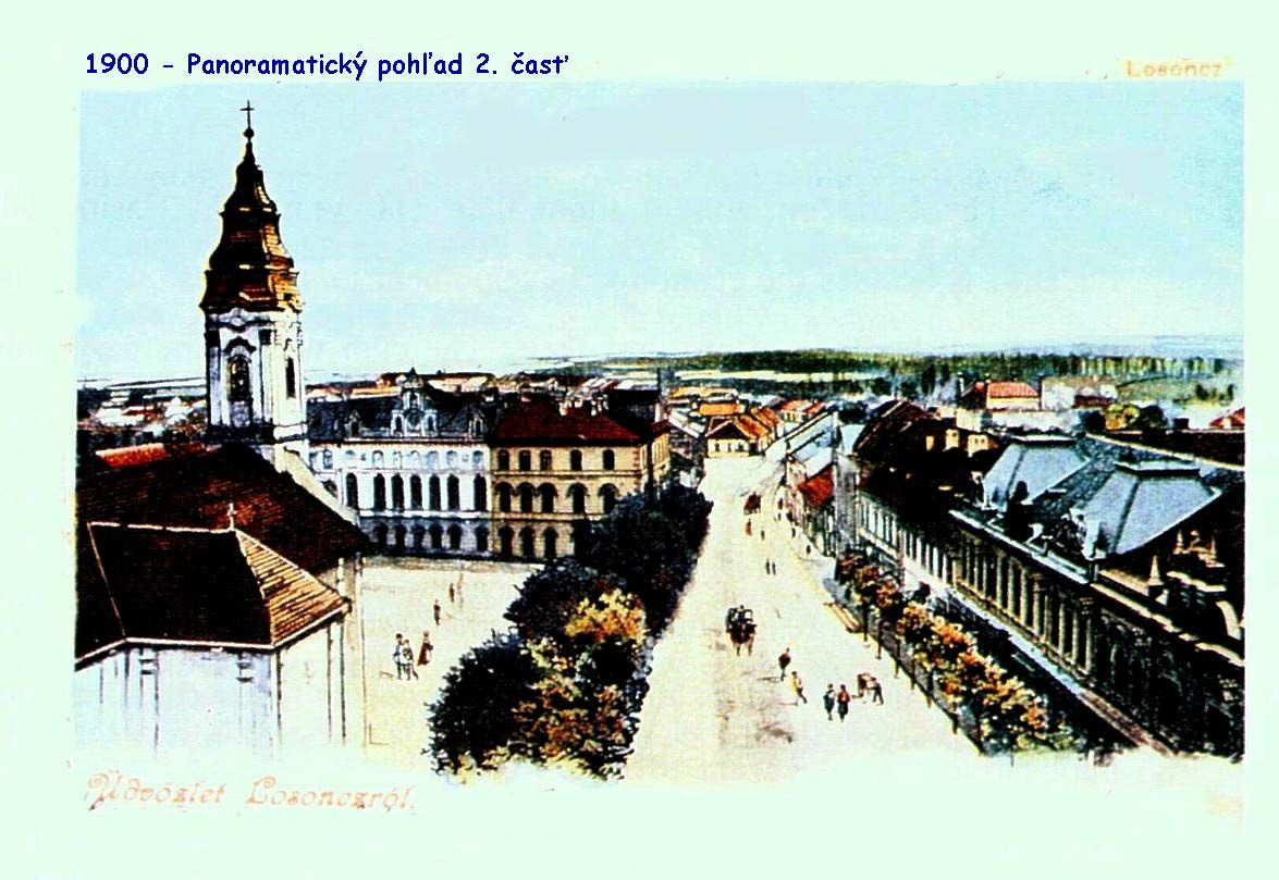 1900 - Panoramatický pohľad na mesto Lučenec ľavá časť