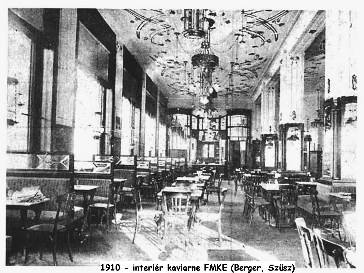 1910 - interiér kaviarne F.M.K.E. (Berger, Szüsz)
