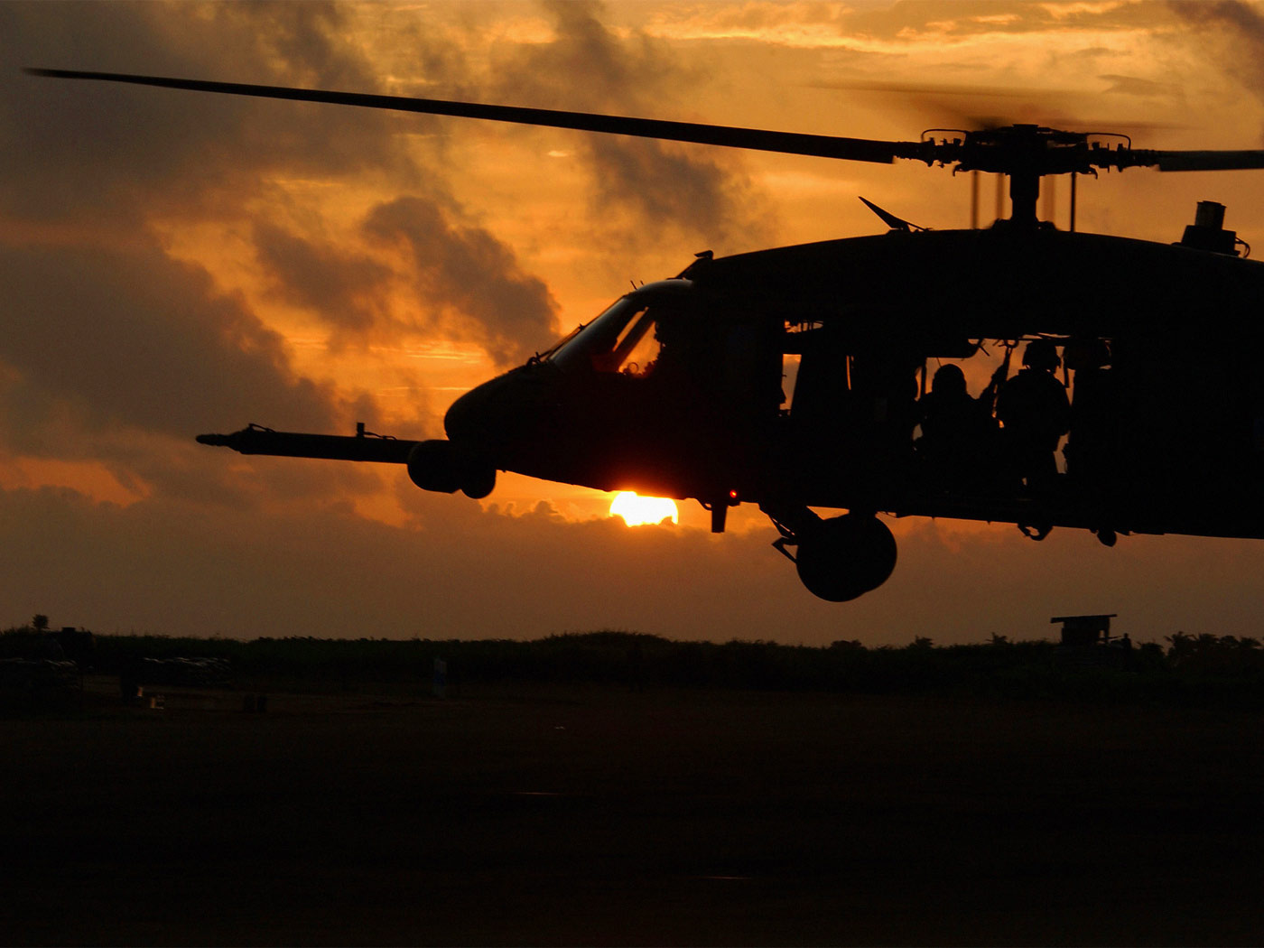 UH-60 Black Hawk Helicopter at Sunset