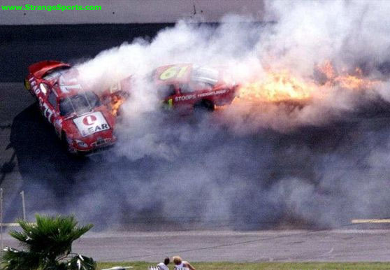 FIRE & SMOKE NASCAR CRASH