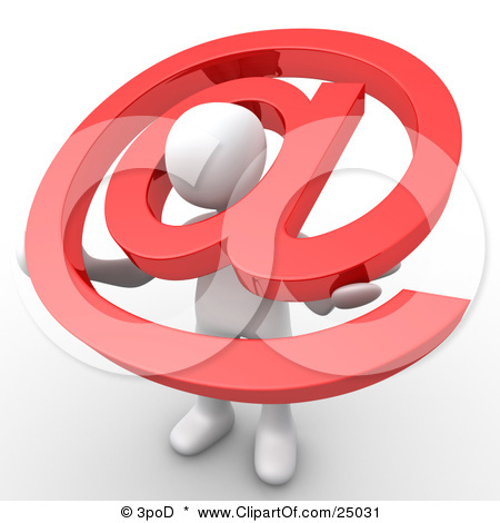 25031-Clipart-Illustration-Of-A-White-Person-Holding-A-Red-Email