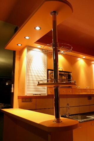 Orange kitchen.