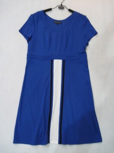 90725B-21A GUCCI BLUE COTTON JERSEY&COTTON DRESS SIZE 2 4 6 PRIC