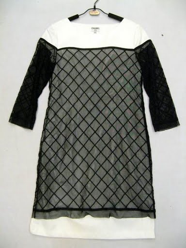 90806B-16 CHANEL BLACK COTTON&GAUZE DRESS SIZE 2 4 6 PRICE USD 4