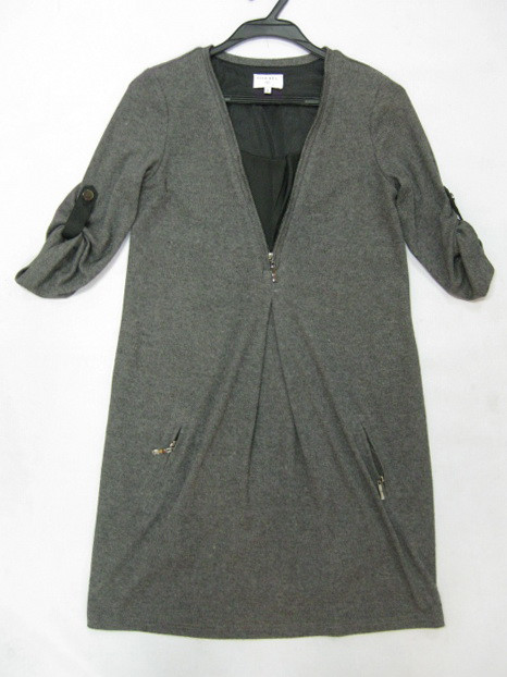 90921A-27  CHANEL GREY COTTON JERSEY DRESS SIZE 2 4 6 PRICE USD3