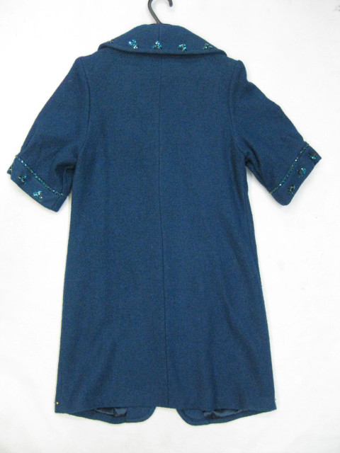 91008A-11  CHANEL BLUE WOOL&COTTON  COAT SIZE 2 4 6  (BACK) PRIC