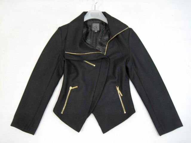 90924B-26A CK BLACK WOOL COAT SIZE 2 4 6 PRICE USD43