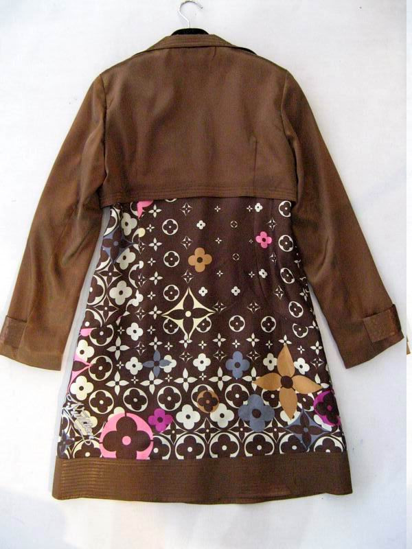 91006B-12 LV COFFEE SILK DUSTCOAT SIZE 36 38 40(BACK) PRICE USD5