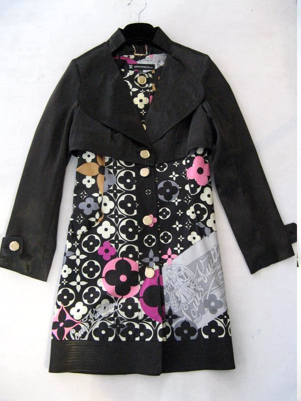 91006B-12A  LV BLACK SILK DUSTCOAT SIZE 36 38 40 PRICE USD51