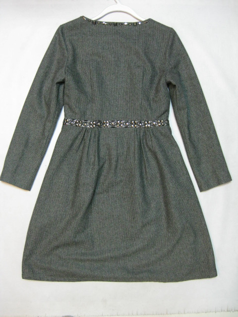 91012A-28  ANNA SUI GREY WOOL DRESS SIZE 2 4 6 (BACK) PRICE USD4