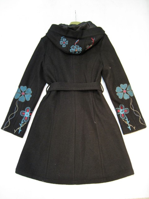 90924B-23  KENZO BLACK WOOL COAT SIZE 2 4 6 (BACK) PRICE USD49