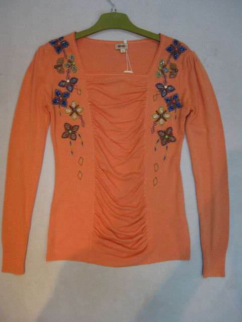 91015A-08A  KENZO ORANGE WOOLLEN KNITWEAR&COTTON TOP SIZE 2 4 6 